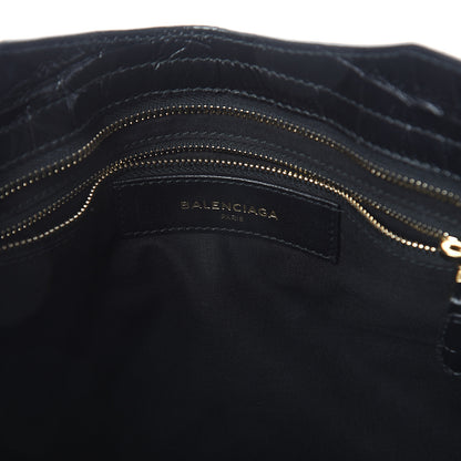 Balenciaga Calfskin Crocodile Embossed Giant 12 Gold Hardware City Black 5 of 7