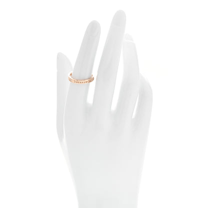 Tiffany 18K Rose Gold Diamond 3mm Logo Band Ring 53 6.25 2 of 4