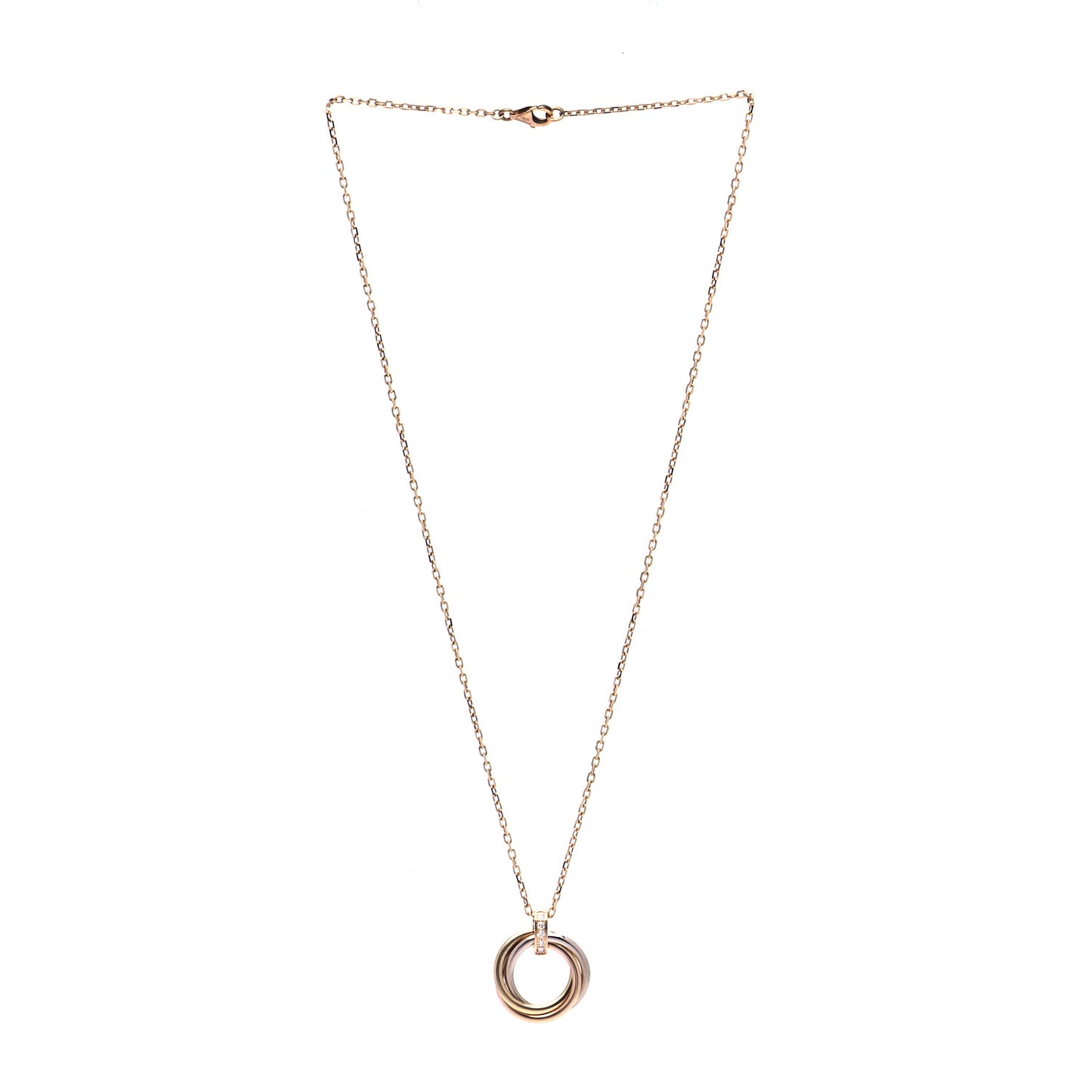 18K Pink White Yellow Gold Diamond Trinity Pendant Necklace