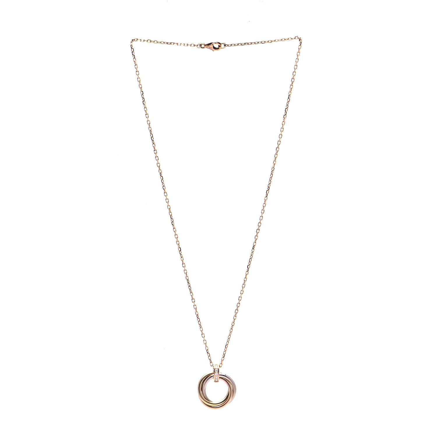 Cartier 18K Pink White Yellow Gold Diamond Trinity Pendant Necklace 2 of 7