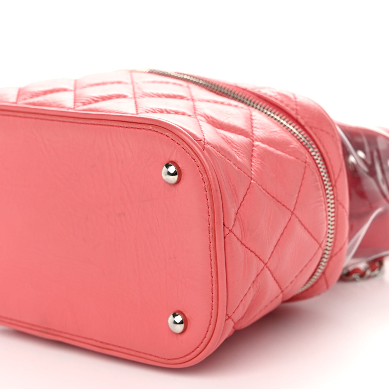 Chanel Crumpled Calfskin PVC Quilted Flap Pink 10 of 12
