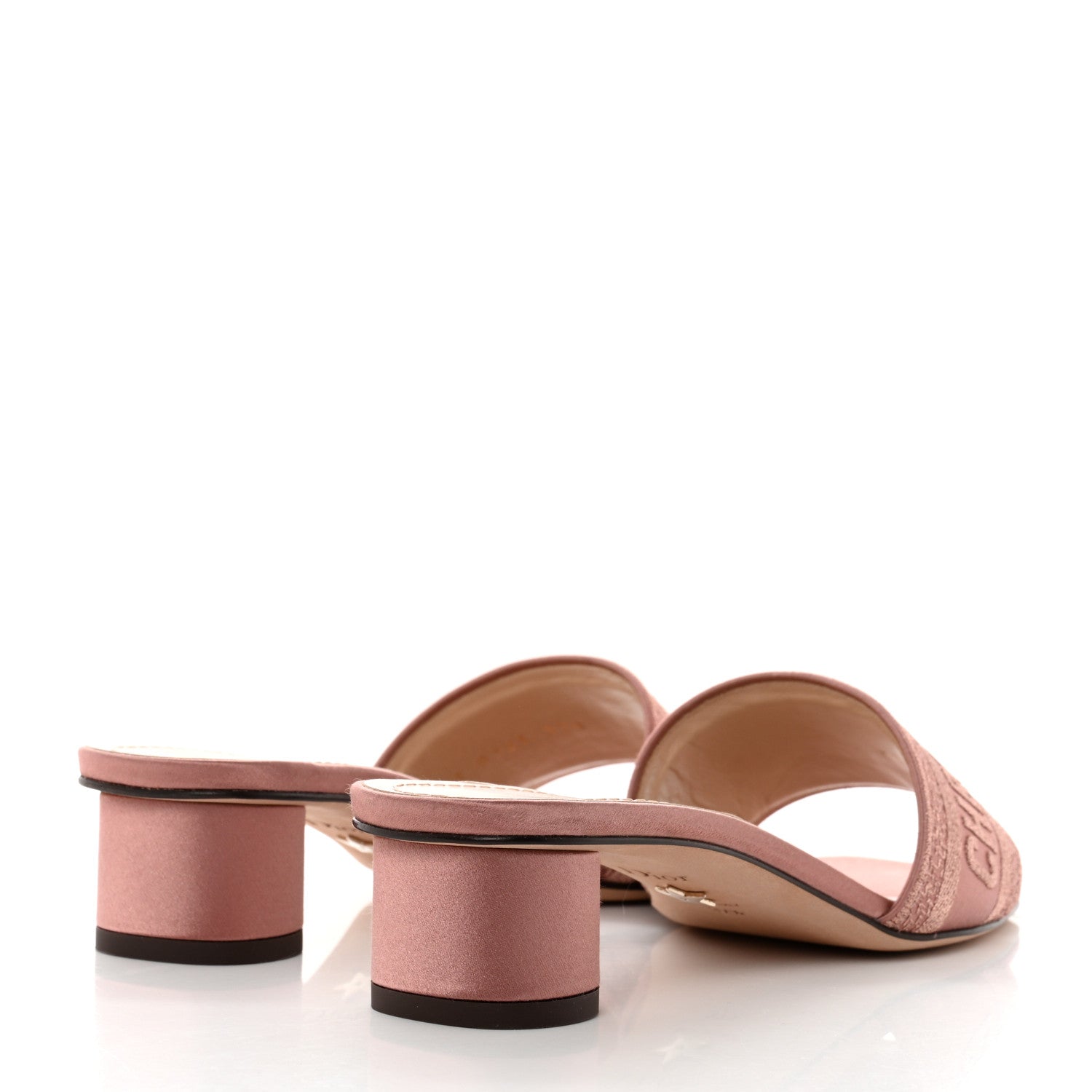 Christian Dior Satin Embroidered Dway 35mm Slide Sandals 37.5 Rose Des Vents 4 of 9