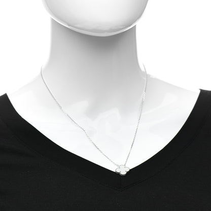Van Cleef & Arpels 18K White Gold Mother of Pearl Vintage Alhambra Pendant Necklace 2 of 6