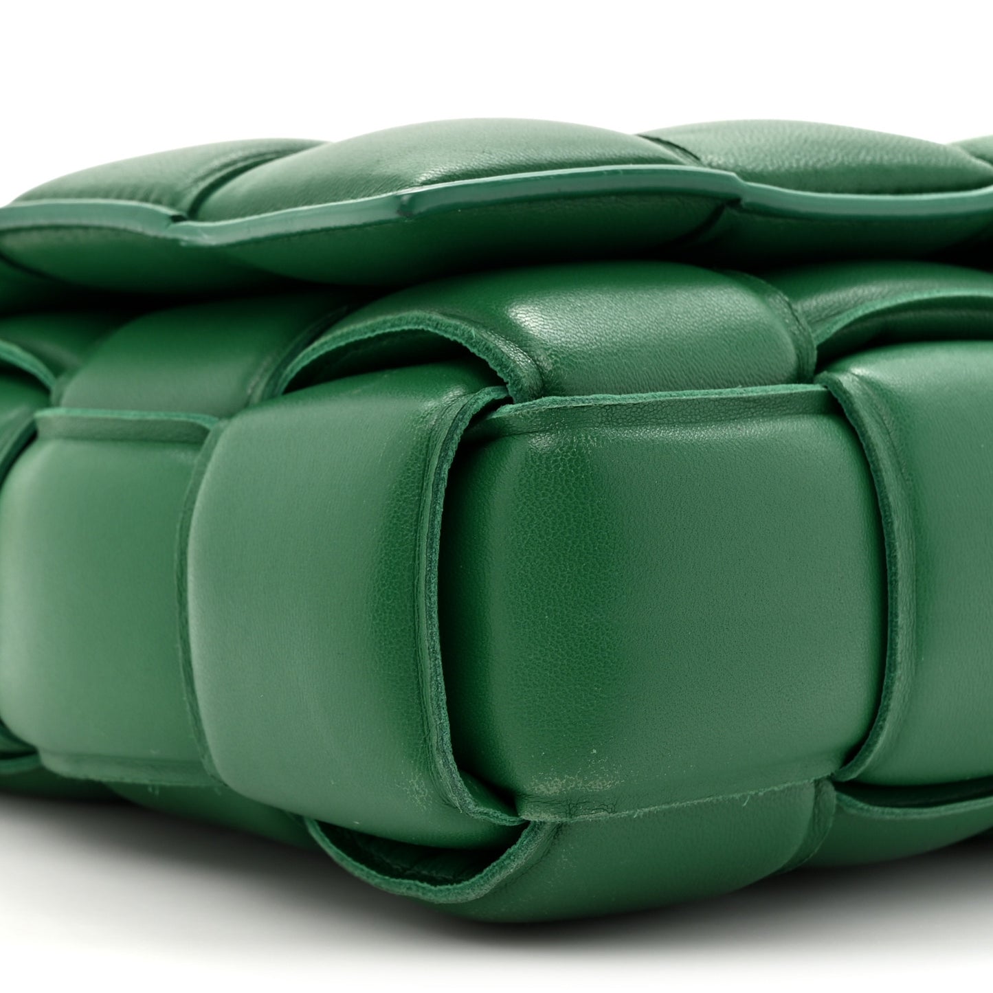 Lambskin Maxi Intreccio Padded Chain Cassette Crossbody Bag Racing Green