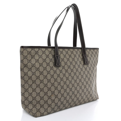 Gucci GG Supreme Monogram Medium Zippered Shopping Tote Dark Brown 3 of 10