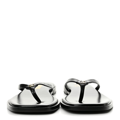 Chanel Goatskin CC Times Square Thong Sandals 39 Black 3 of 10