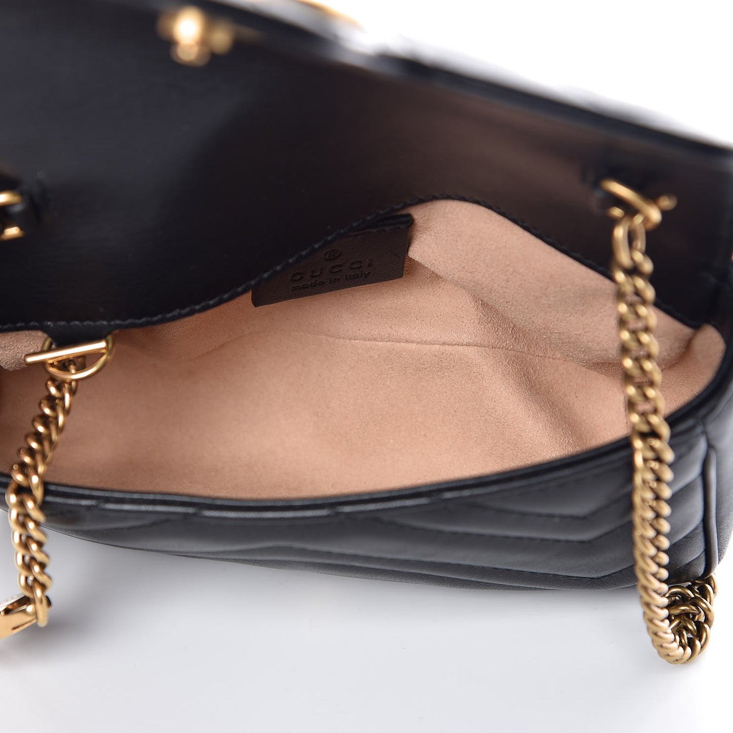Calfskin Matelasse Super Mini GG Marmont Shoulder Bag Black