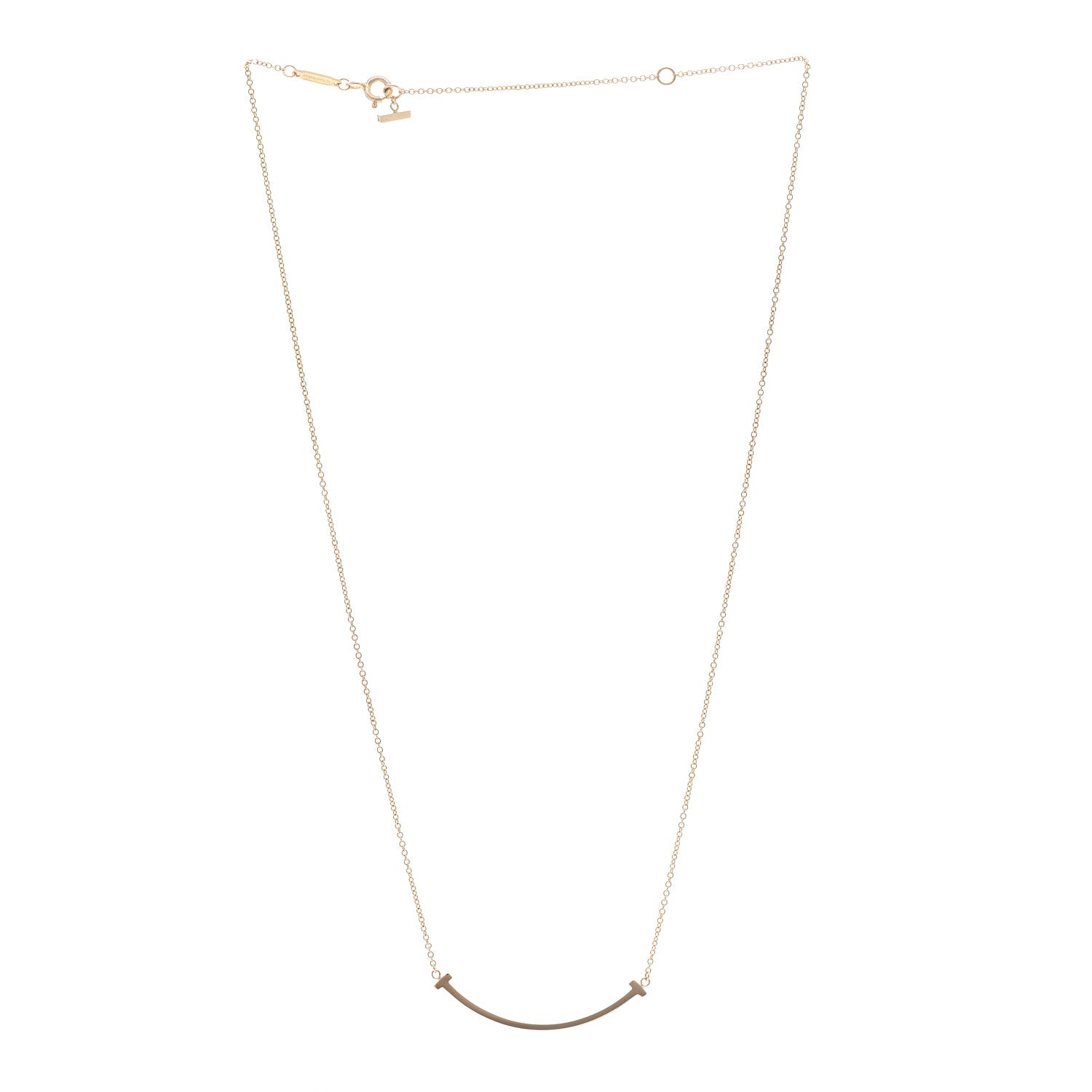 Tiffany 18K Rose Gold Small T Smile Pendant Necklace 3 of 4