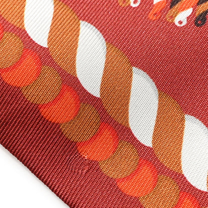 Hermes Silk Epaulettes Twilly Beige Terracotta Orange 4 of 4