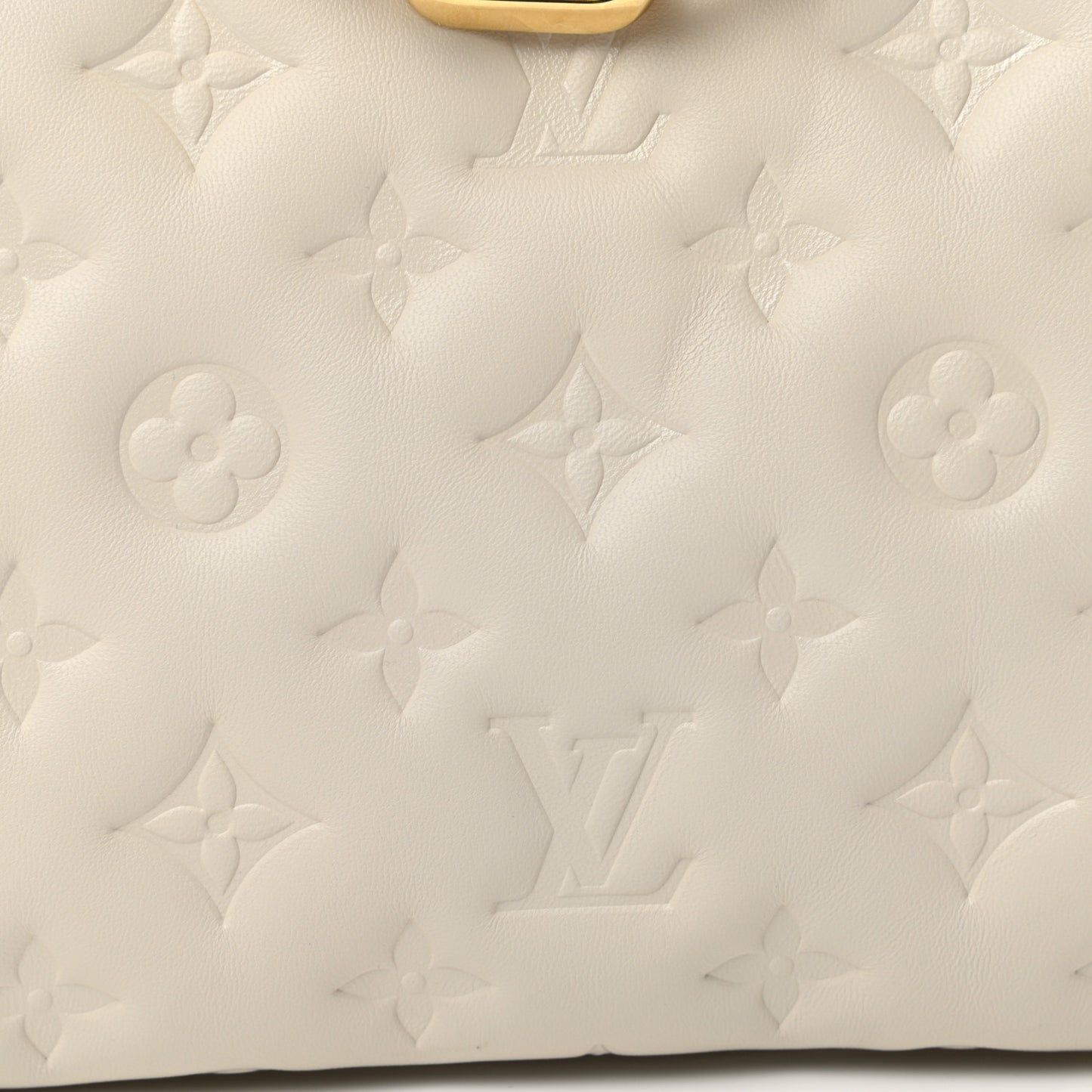Lambskin Embossed Monogram Coussin PM Cream
