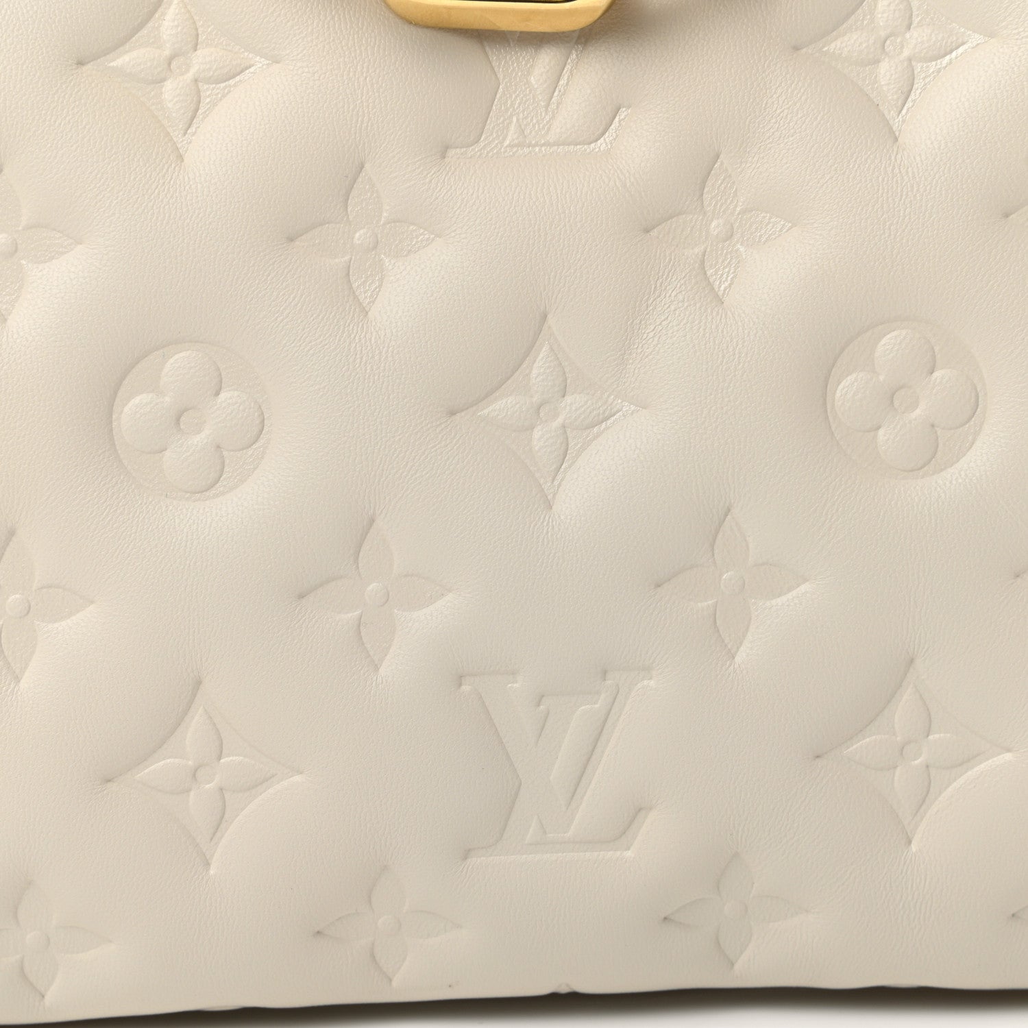 Louis Vuitton Lambskin Embossed Monogram Coussin PM Cream 7 of 8
