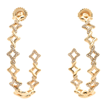 David Yurman 18K Yellow Gold Diamond Large Venetian Quatrefoil Hoop Earrings 1 of 5
