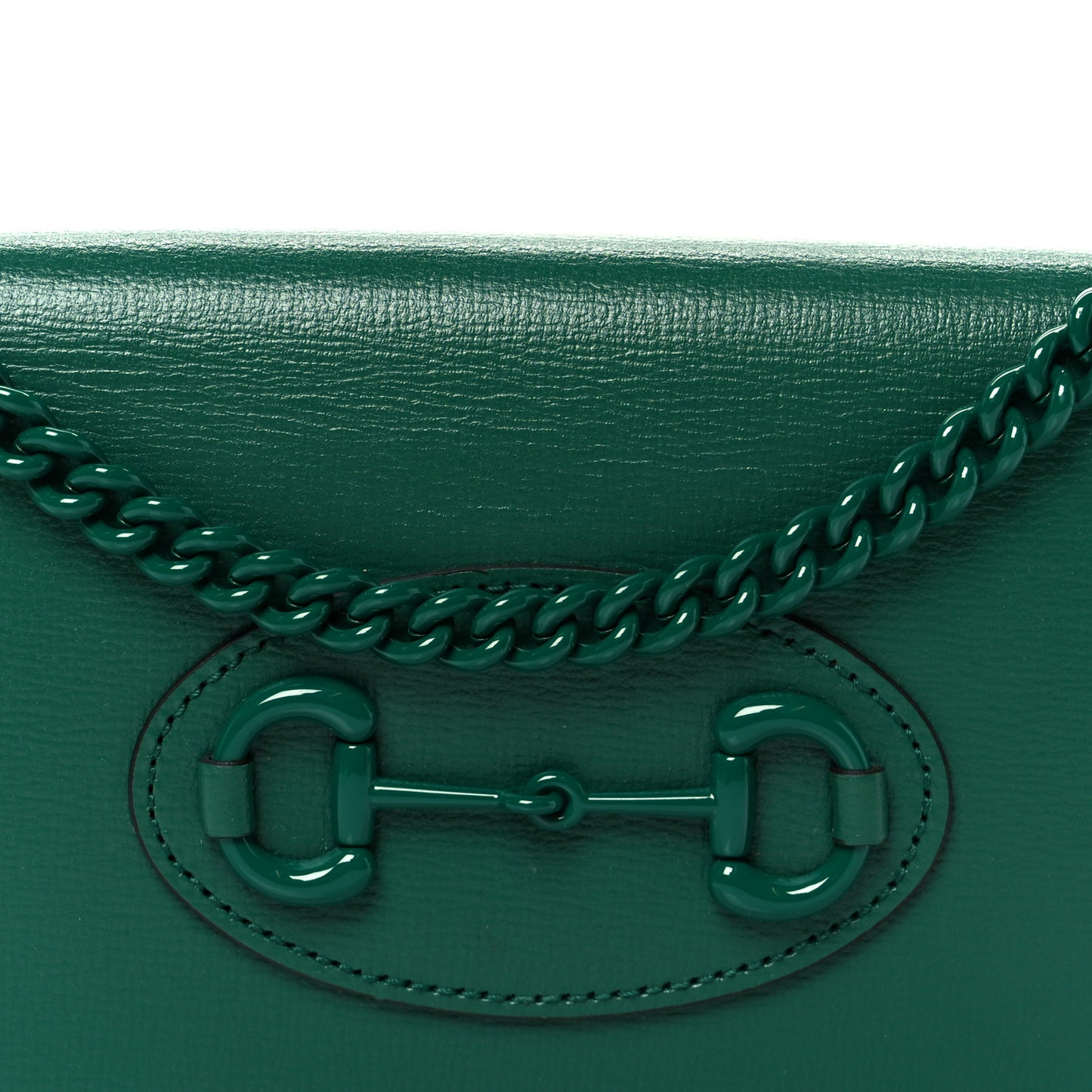 Azalea Calfskin Enamel Horsebit 1955 Wallet On Chain Emerald Green