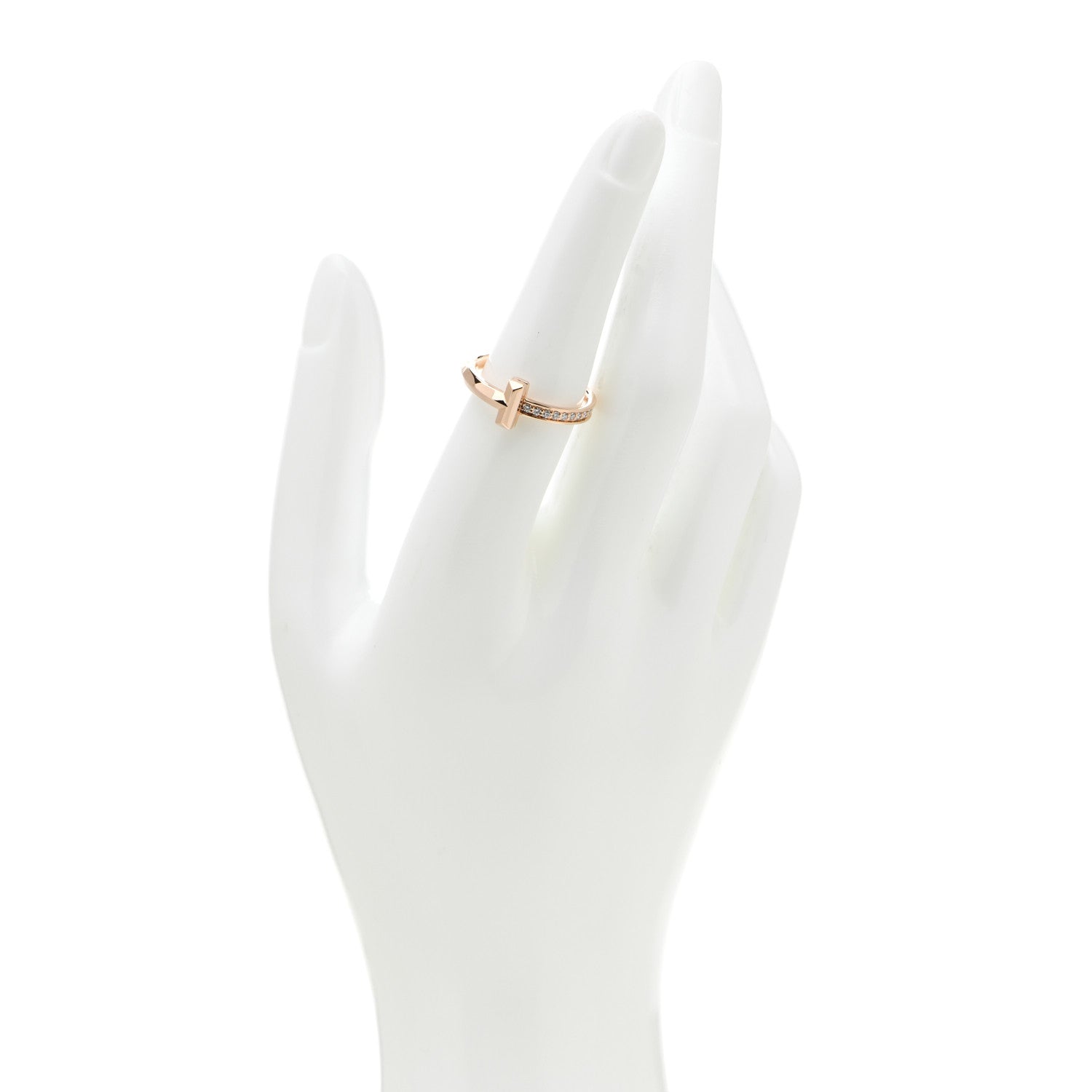 Tiffany 18K Rose Gold Diamond T T1 Ring 53 6.25 2 of 6
