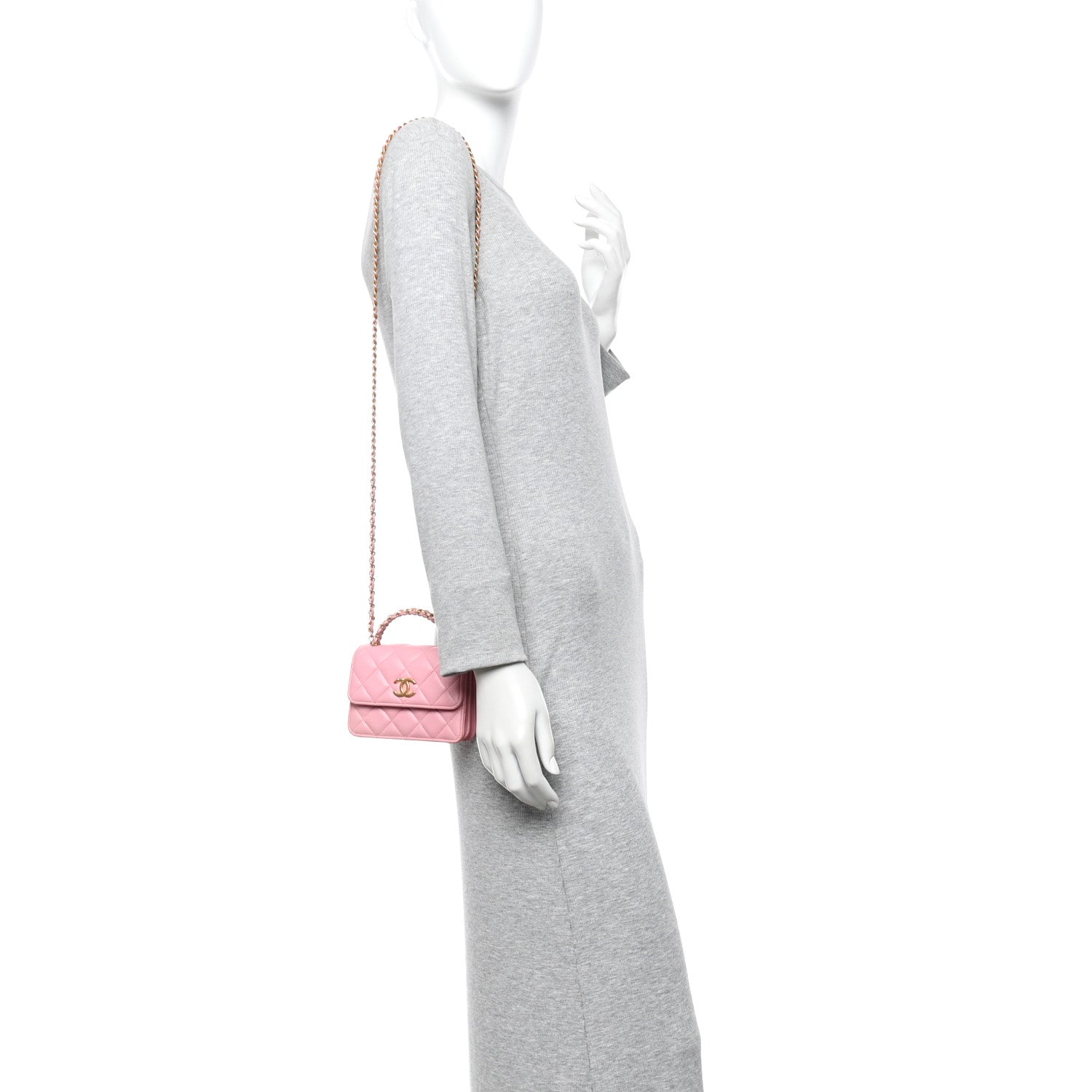 Chanel Lambskin Quilted Pick Me Up Mini Wallet On Chain Light Pink 2 of 12