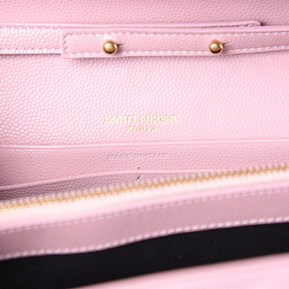 Saint Laurent Grain De Poudre Matelasse Chevron Monogram Chain Wallet Pale Pink 6 of 11