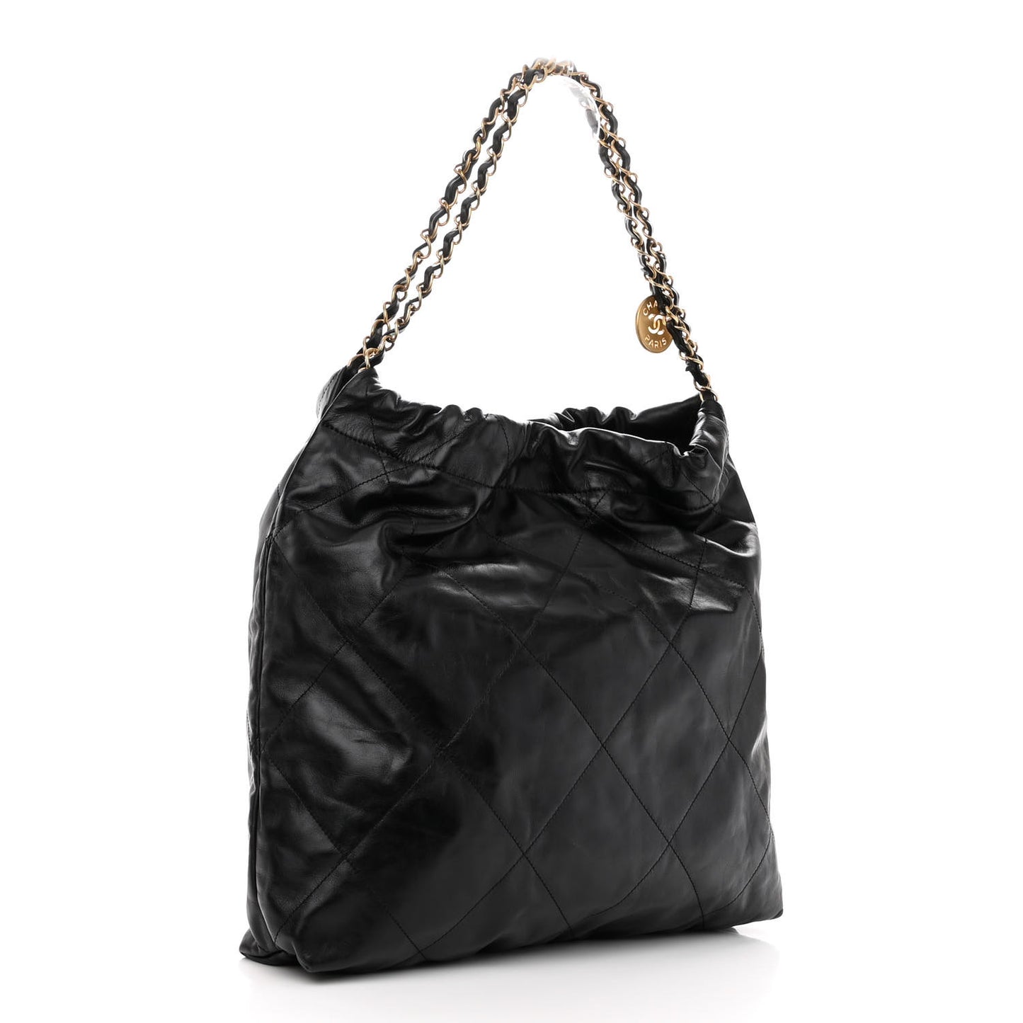Shiny Calfskin Quilted Chanel 22 Black