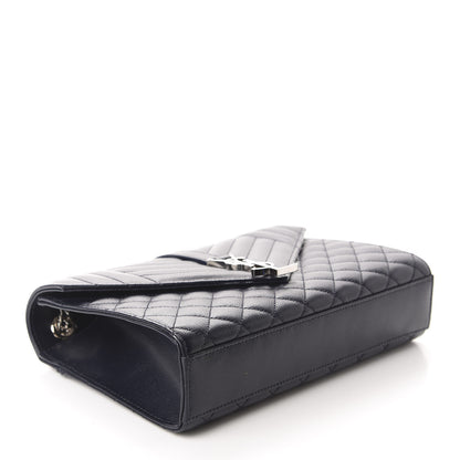 Saint Laurent Grain De Poudre Textured Mixed Matelasse Triquilt Medium Monogram Satchel Deep Marine 4 of 11