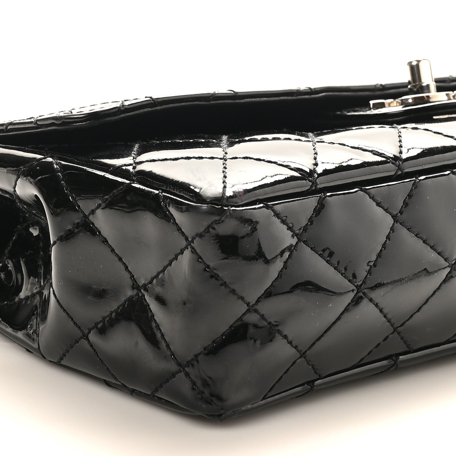 Chanel Patent Quilted Medium Diagonal CC Flap Black 9 of 11