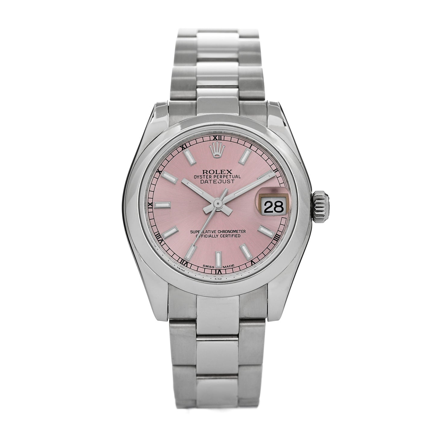 Stainless Steel 31mm Oyster Perpetual Datejust Watch Pink 178240