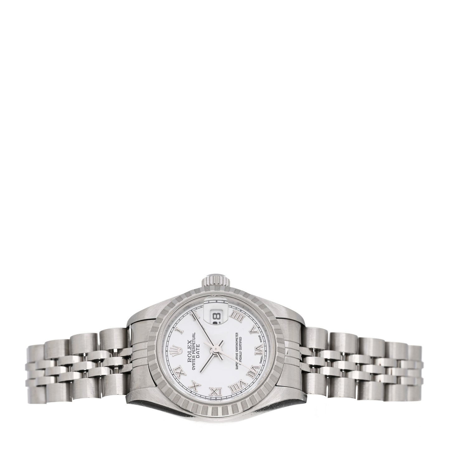 Stainless Steel 26mm Oyster Perpetual Date Watch White Roman 79240