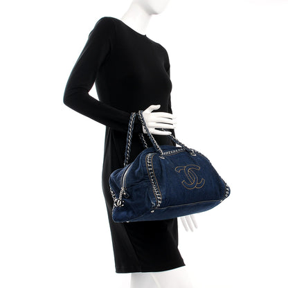 Chanel Denim Luxe Ligne Large Bowler Blue 2 of 12
