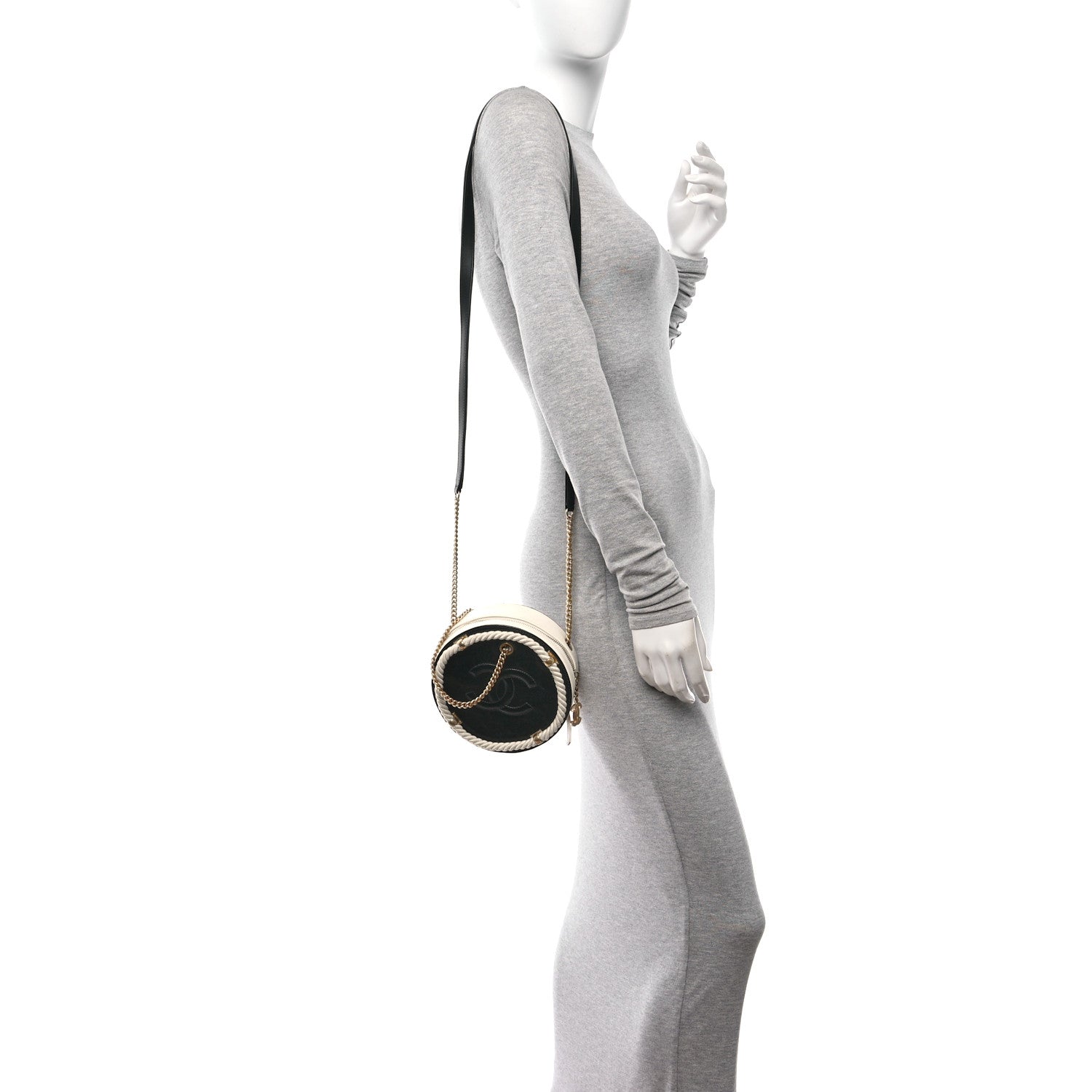 Chanel Crumpled Calfskin Cotton Small En Vogue Round Bag Black 2 of 13