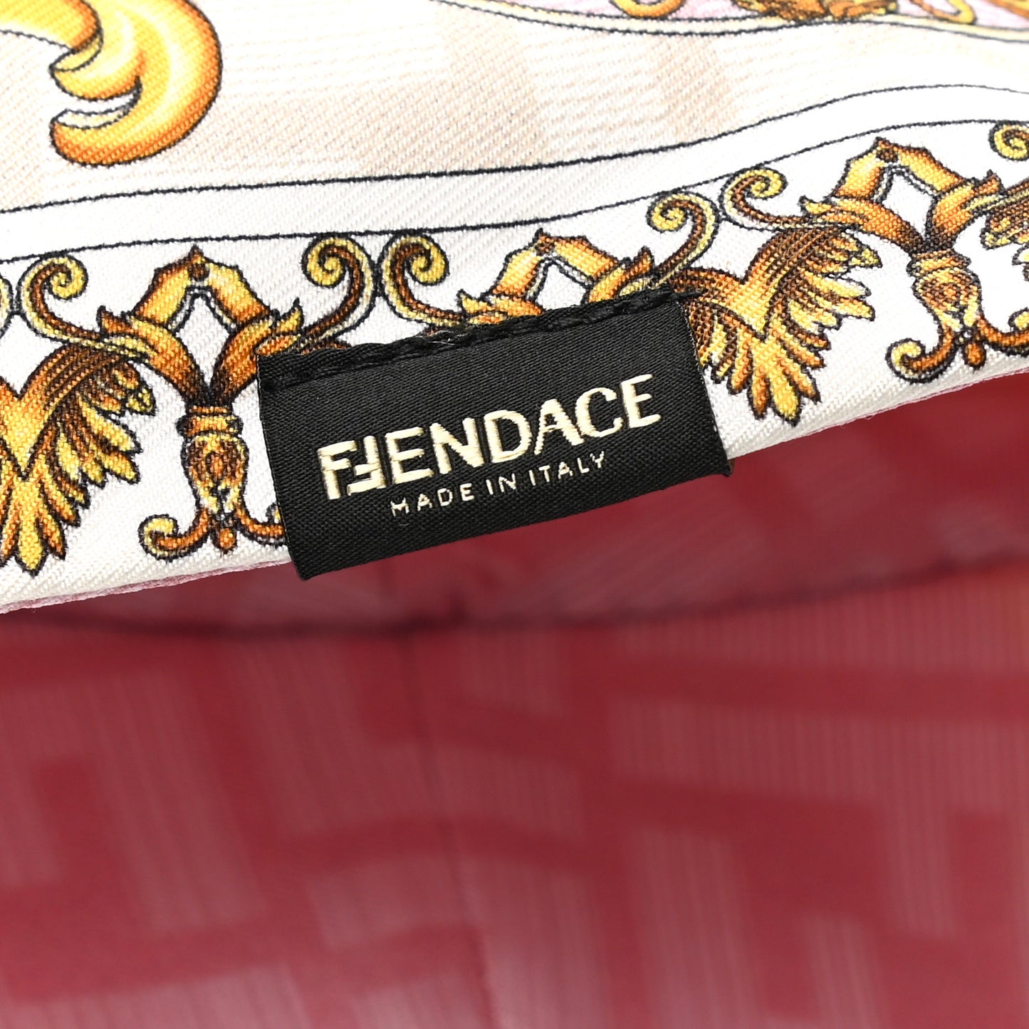 X VERSACE Silk Fendace FF Baroque Bucket Hat Pink