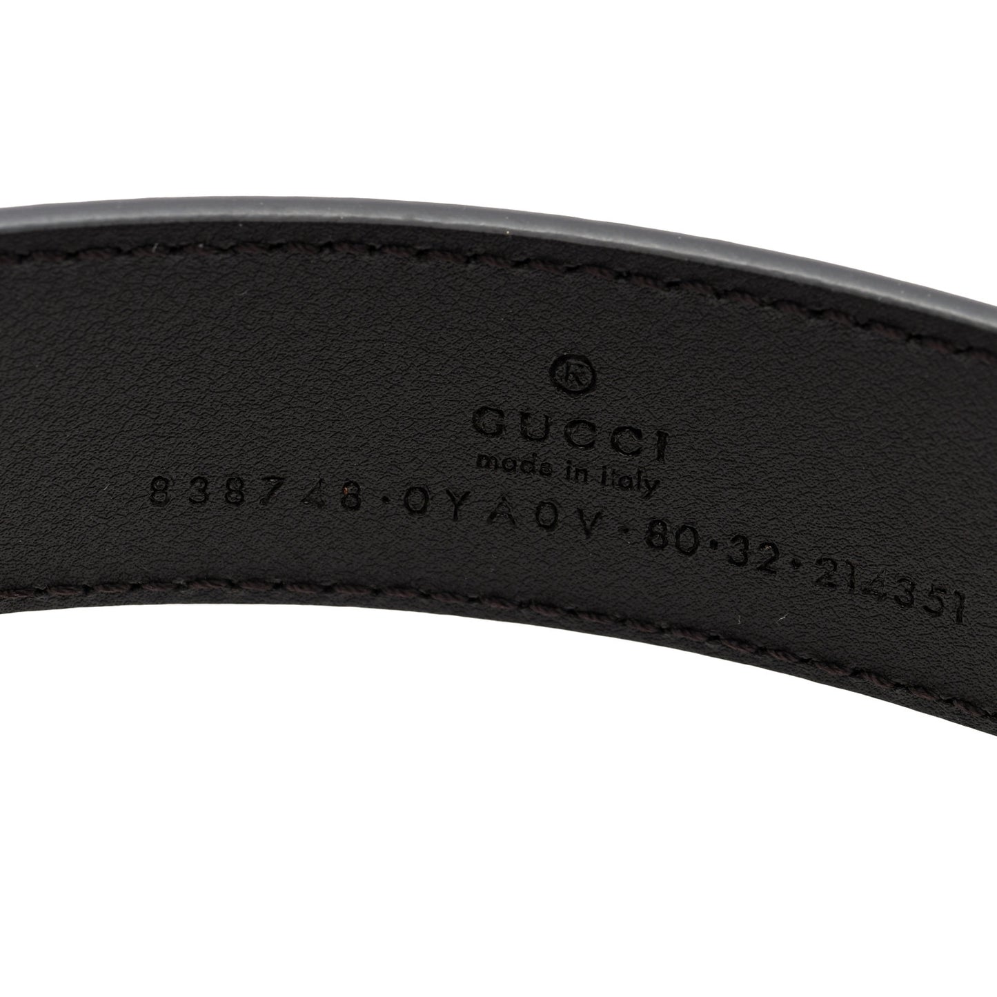 Plutone Calfskin Plaque GG 30mm Belt 80 32 Cocoa