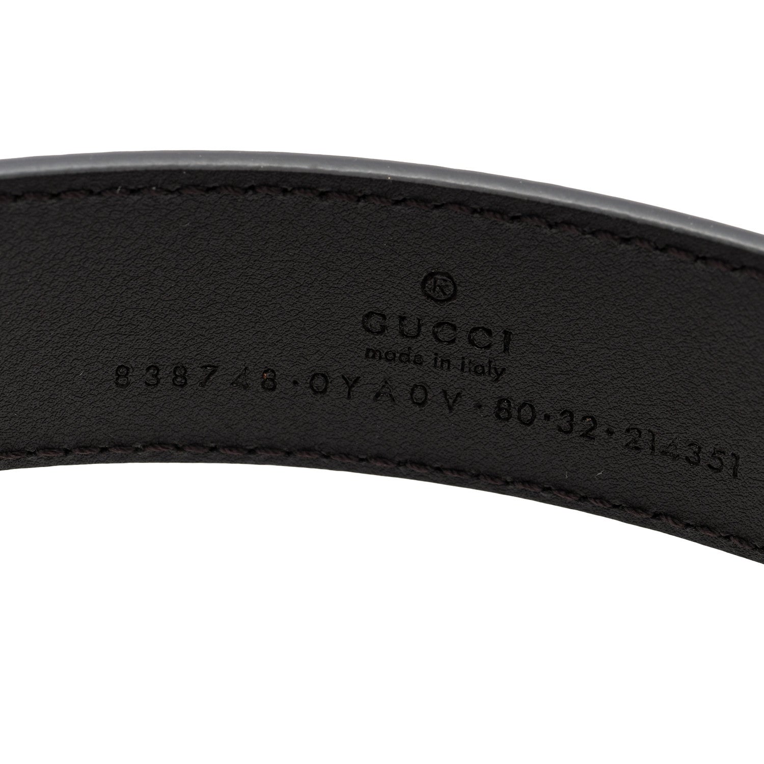 Gucci Plutone Calfskin Plaque GG 30mm Belt 80 32 Cocoa 3 of 4