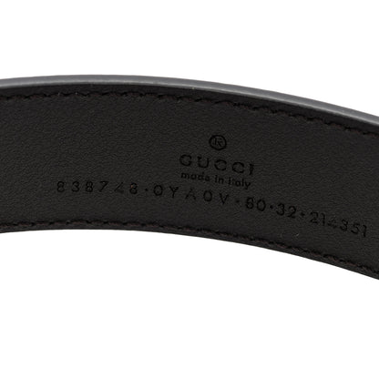 Gucci Plutone Calfskin Plaque GG 30mm Belt 80 32 Cocoa 3 of 4