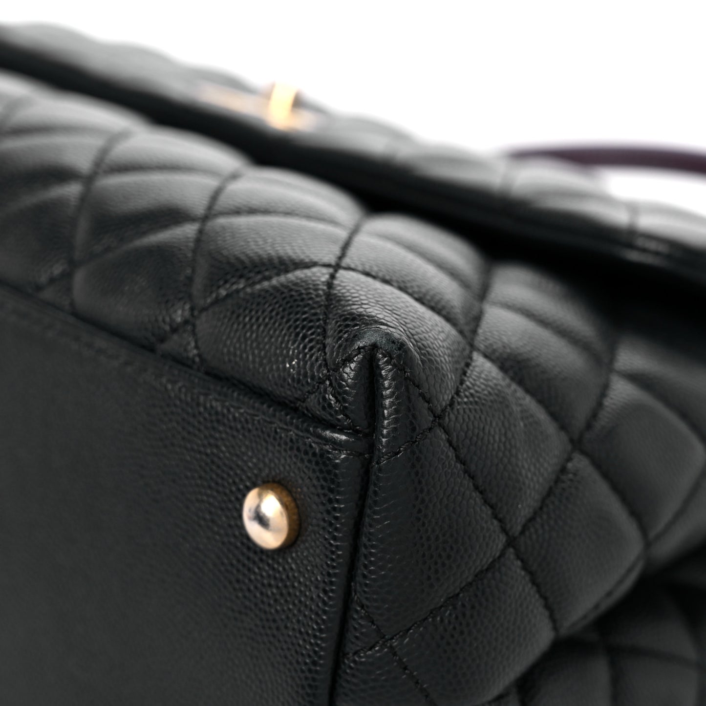 Caviar Lizard Quilted Medium Coco Handle Flap Black