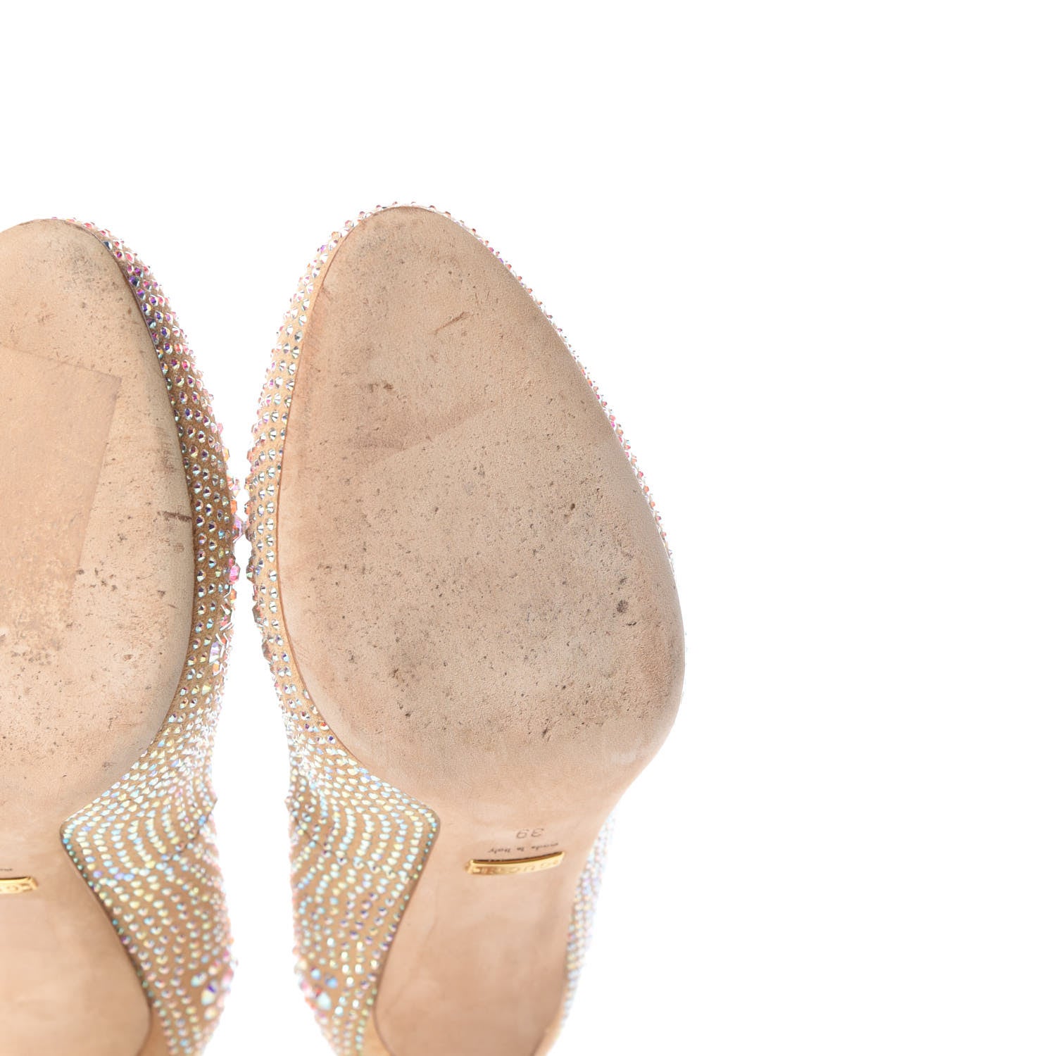 Gucci Suede Crystal Jennifer Pumps 39 Natural 9 of 12