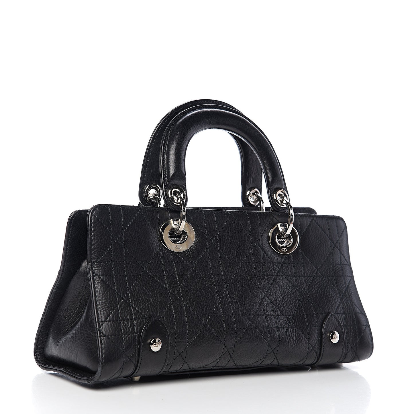 Calfskin Cannage Stitched Small Lady East West Lady Dior Black