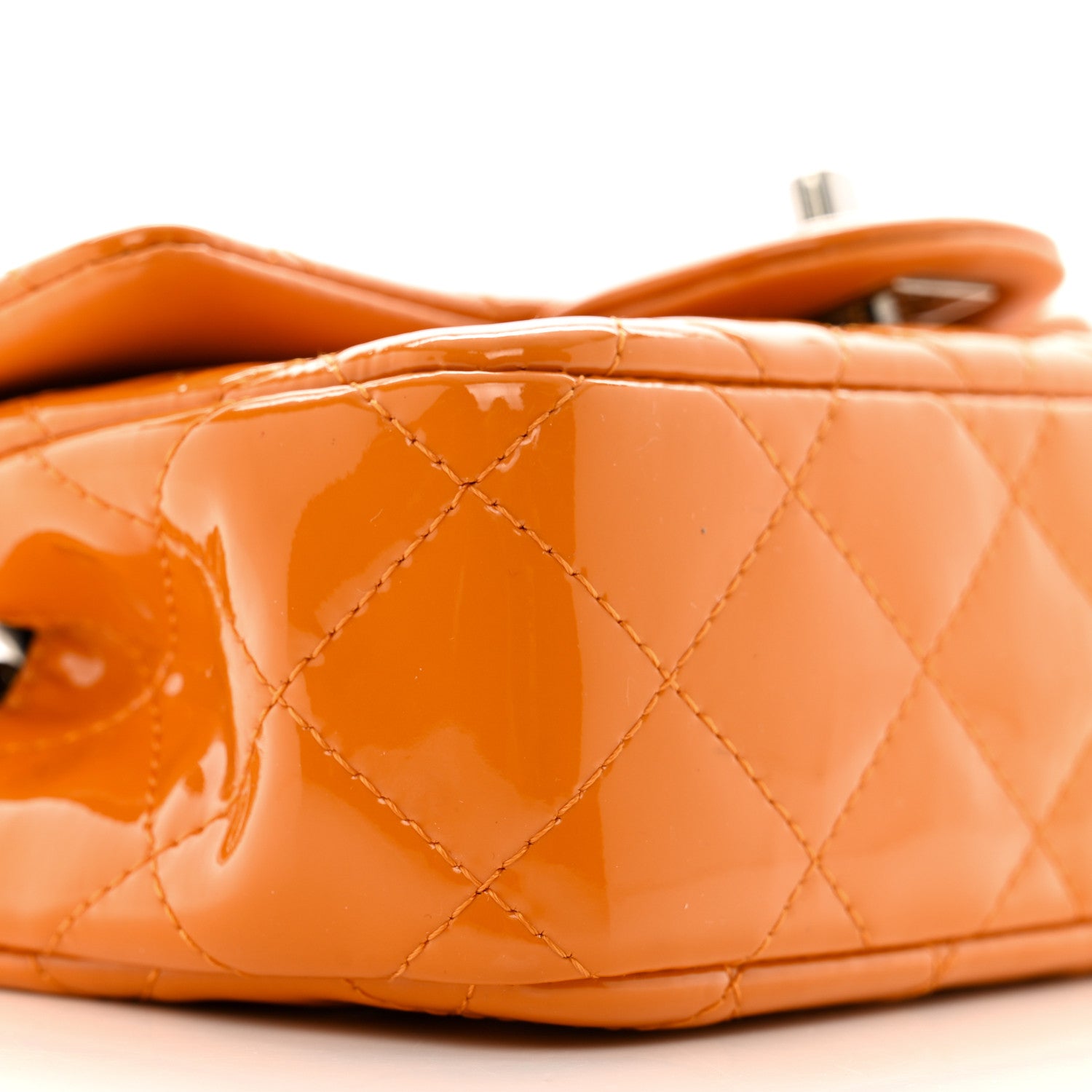 Chanel Patent Quilted Extra Mini Rectangular Flap Orange 9 of 13