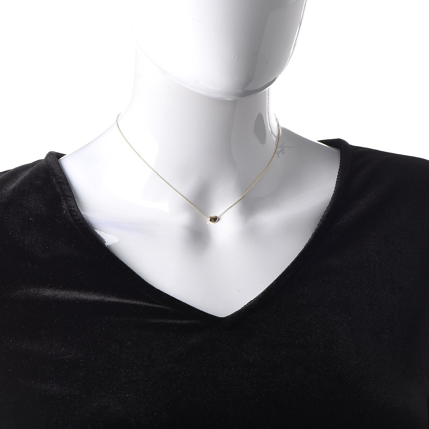 Tiffany 18K Yellow Gold 7mm Elsa Peretti Bean Pendant Necklace 2 of 5