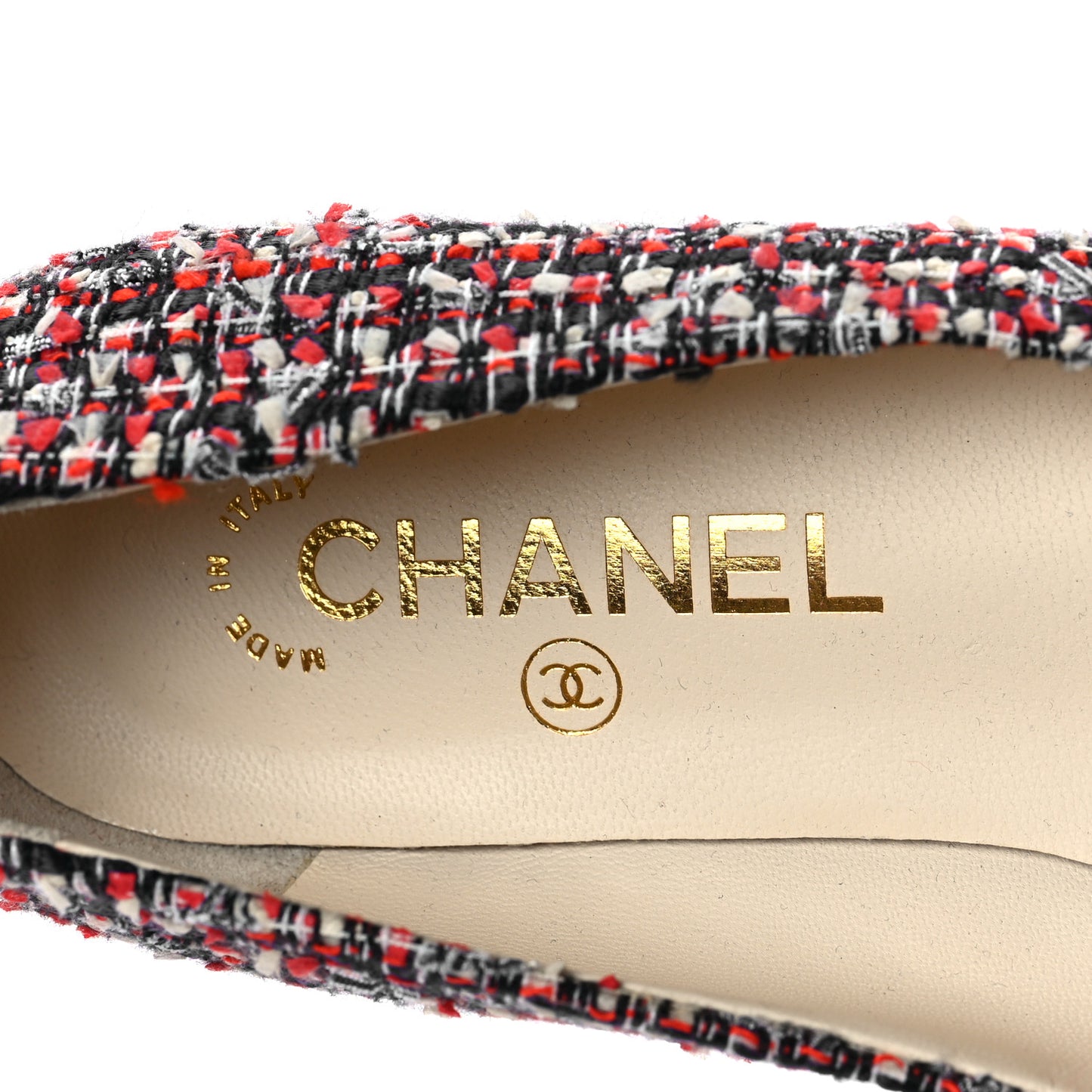 Tweed Crystal CC Ballerina Flats 38.5 Multicolor