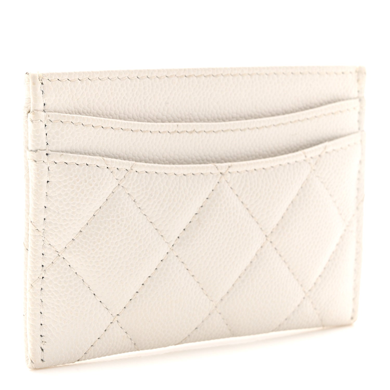 Chanel Caviar Quilted Card Holder White White 3 of 9