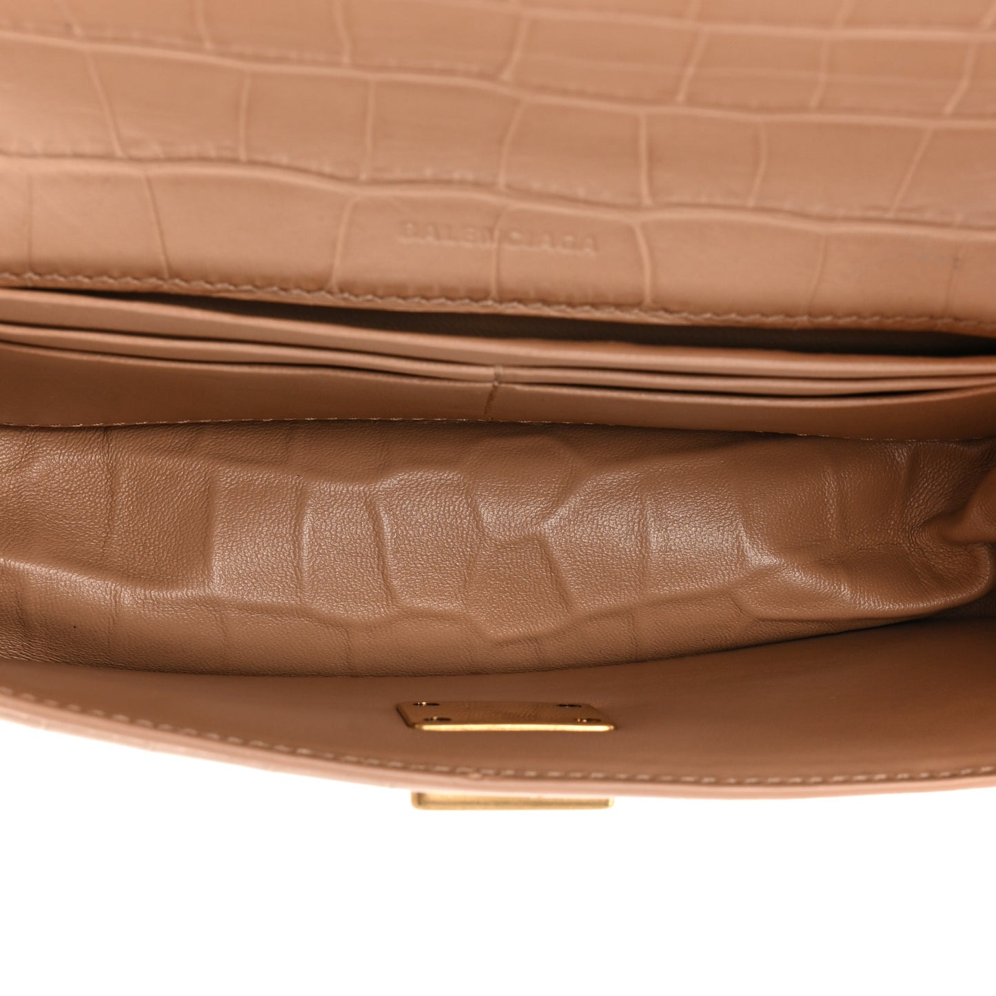 Extra Supple Calfskin Crocodile Embossed Gossip Chain Bag XS Nude Beige