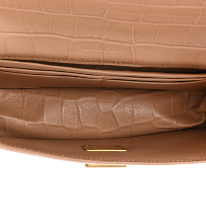 Balenciaga Extra Supple Calfskin Crocodile Embossed Gossip Chain Bag XS Nude Beige 5 of 16