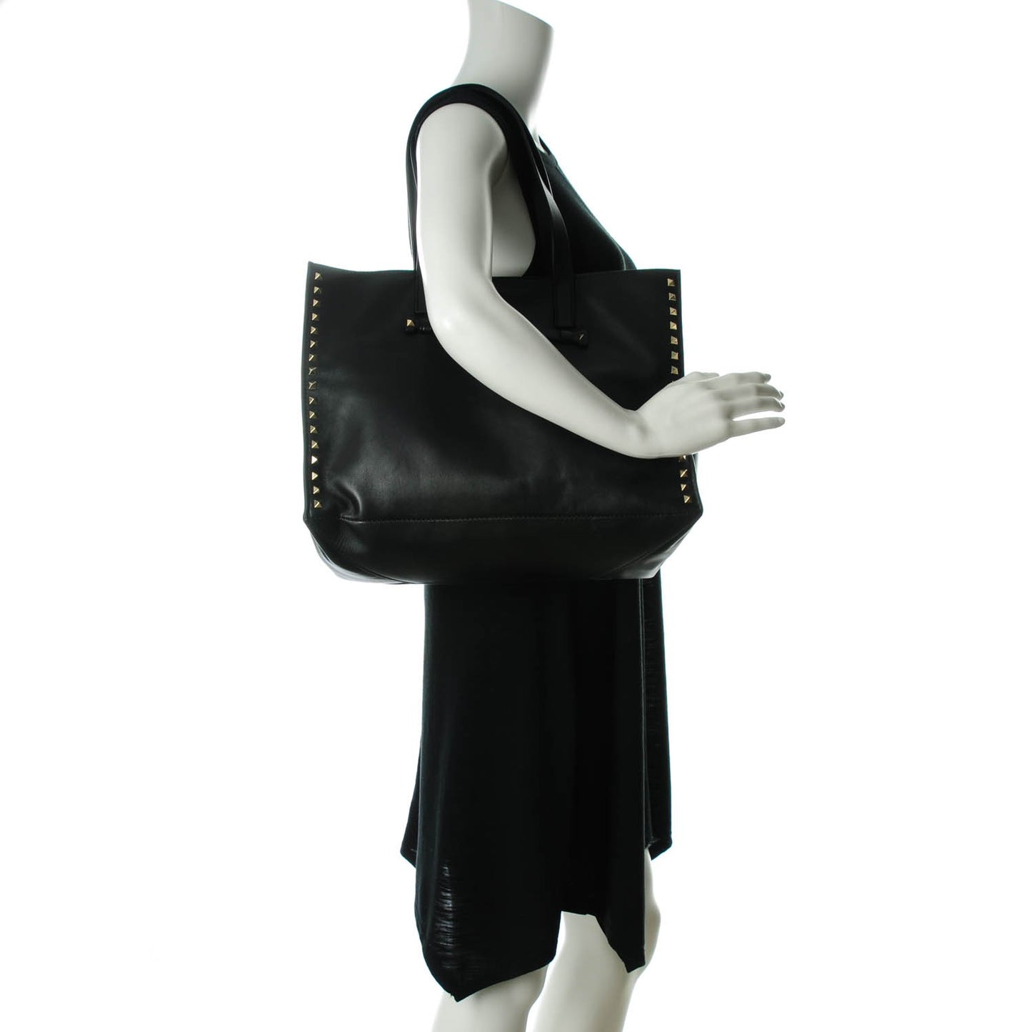 Nappa Medium Rockstud Soft Tote Black