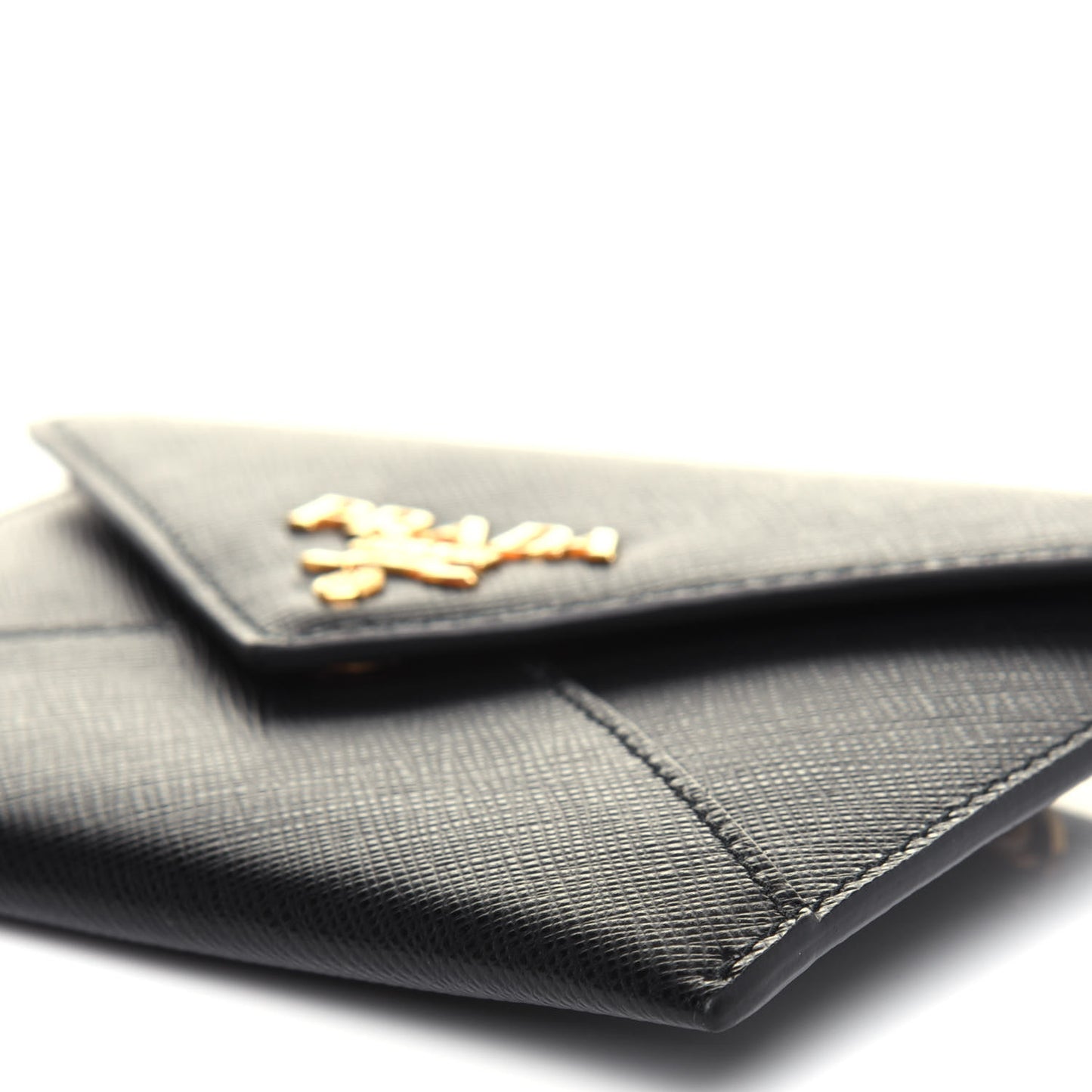 Saffiano Metal Envelope Compact Wallet Black