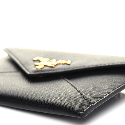 Prada Saffiano Metal Envelope Compact Wallet Black 8 of 8
