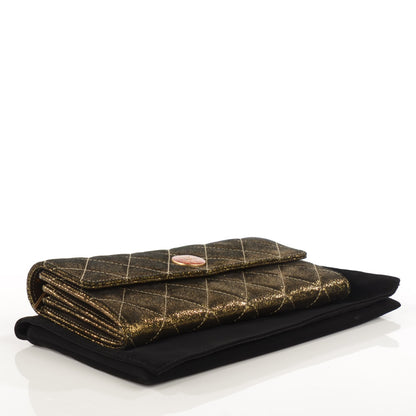 Chanel Iridescent Calfskin Quilted Tartan Button Large Gusset Flap Wallet Gold 4 of 8