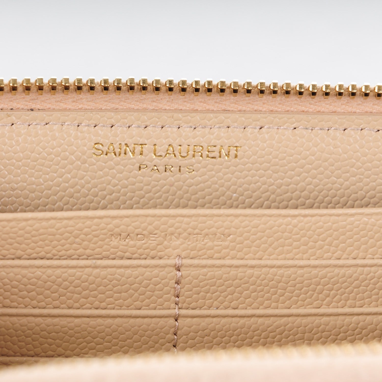 Saint Laurent Grain De Poudre Matelasse Chevron Monogram Zip Around Wallet Powder 7 of 8