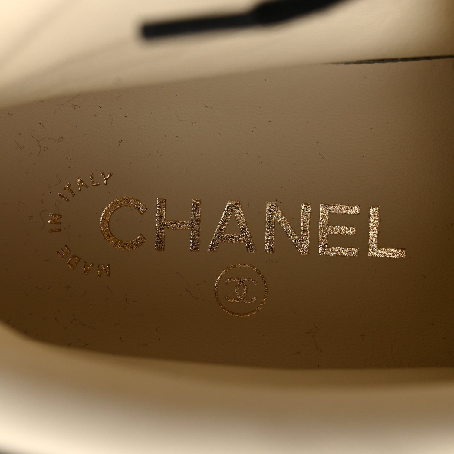 Chanel Printed Denim Logo High Top Sneakers 37.5 Black White 8 of 11