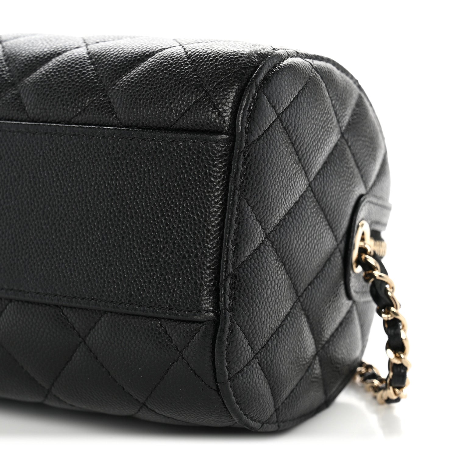 Chanel Caviar Quilted Barrel Clutch With Chain Black 10 of 11