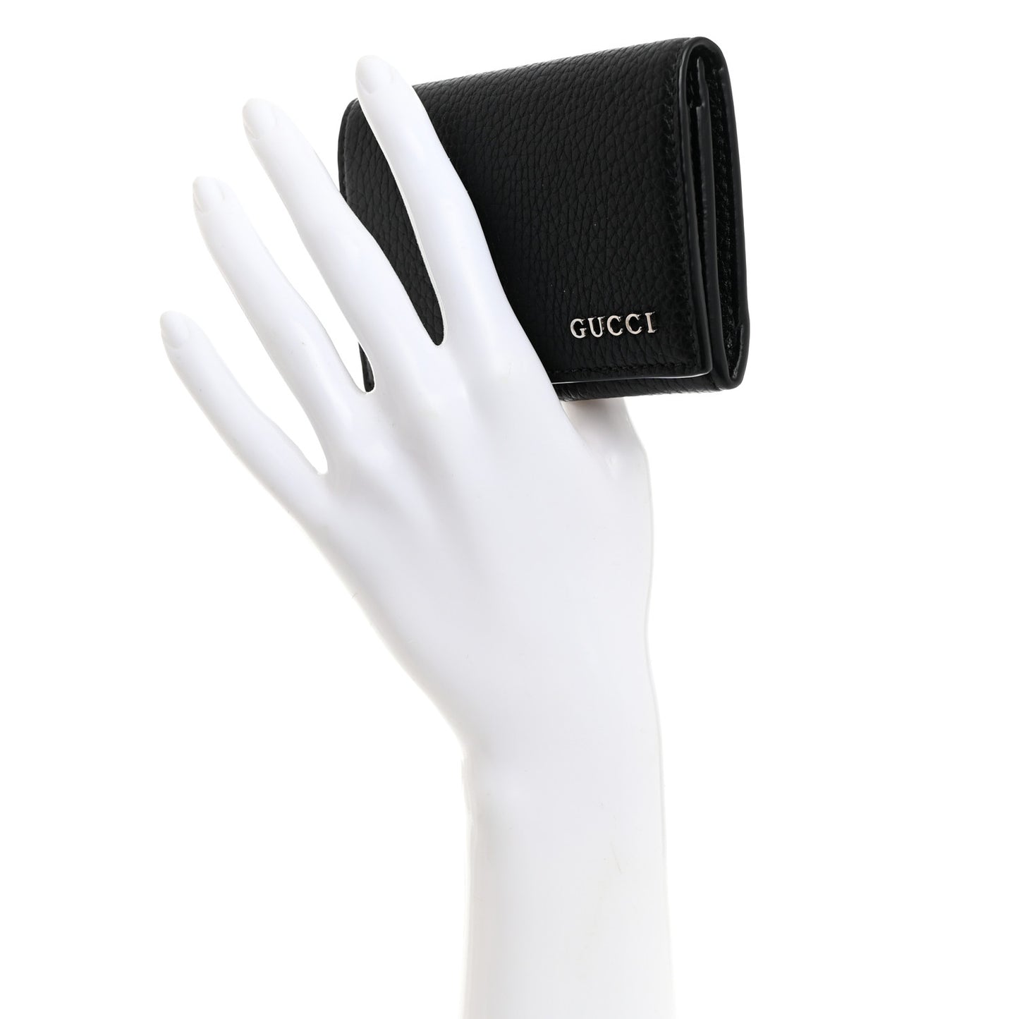 Grained Calfskin Logo Long Card Case Black