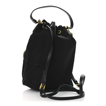 Prada Saffiano Tessuto Nylon Mini Bucket Crossbody Bag Black 3 of 14