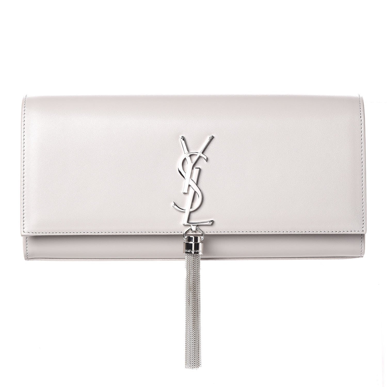 Saint Laurent Calfskin Classic Monogram Tassel Clutch Souris 1 of 7